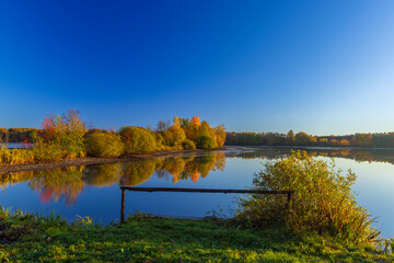Typical autumn landscape in Trebonsko region in Southern Bohemia, Czech Republic