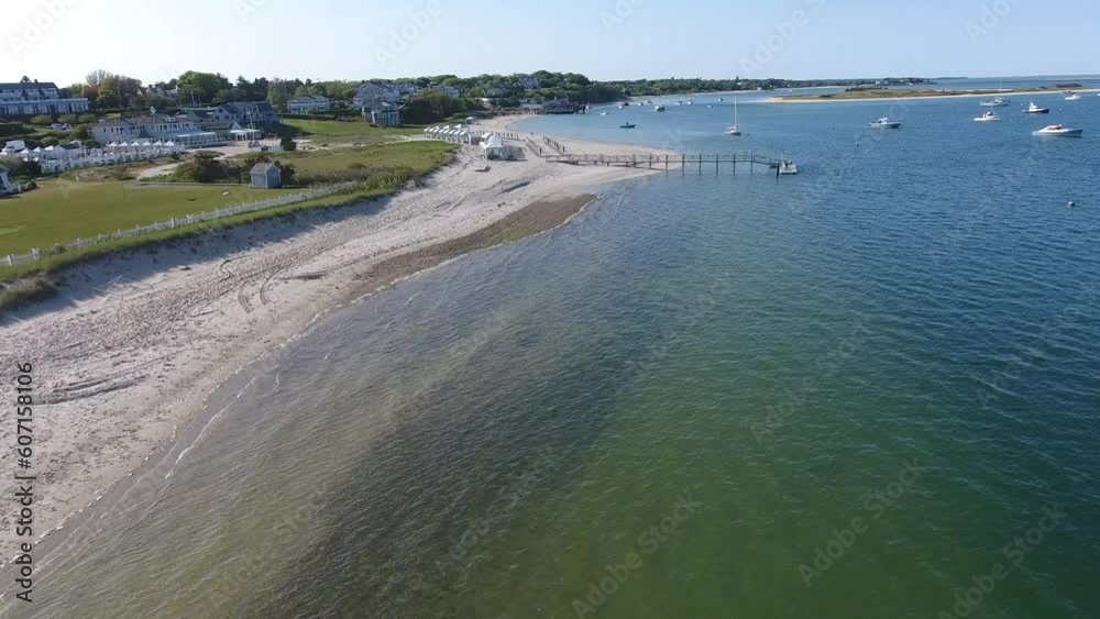 Sticker chatham, cape cod harbor aerial in new england