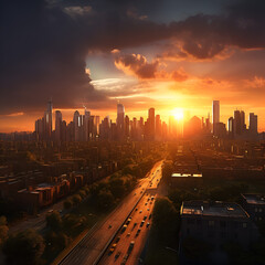 Fototapeta premium City Skyline Sunset