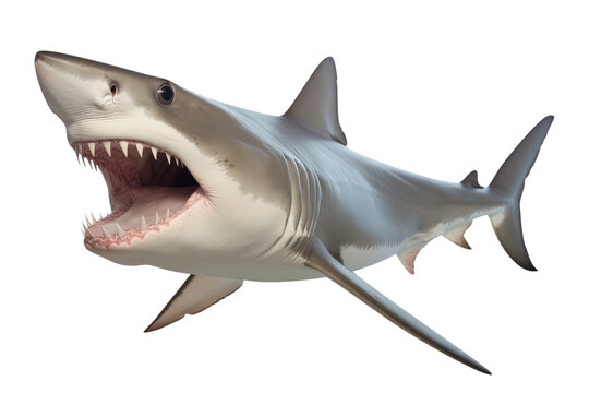 Angry Shark Isolated on Transparent Background - Generative AI

