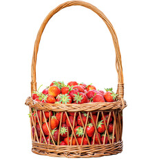 Fototapeta na wymiar Basket of fresh strawberries isolated on white