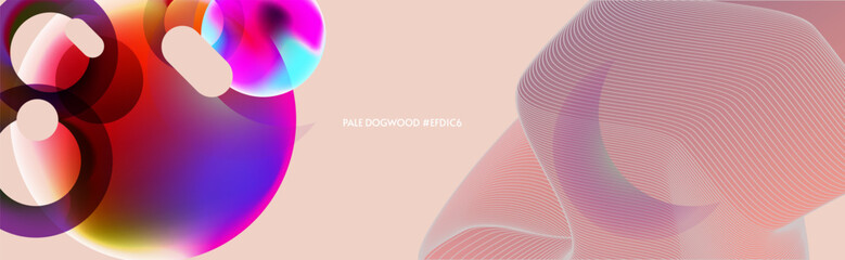 Trendy color pale pink pastel muted shade 2023 Pale Dogwood background with geometric elements, lines and dots for text, universal design, banner concept. vector digital art