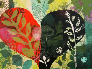 Collage of a garden, a heart on a floral background. Inspired by Mi rowsu (I have a garden in my hart),  I have a special place for you in my heart. Created with generative AI technology. - 607159708