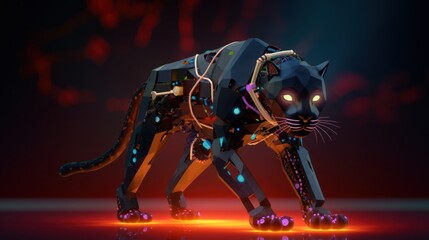 Black Jaguar Robot made with Generative AI