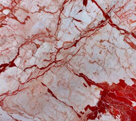 Naklejka premium Fondo con detalle y textura de superficie de piedra de color blanco con vetas y grietas de color rojo