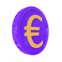 3d illustration euro coin icon money 3d render	
