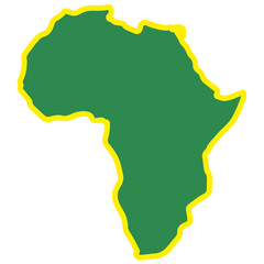 The continent of Africa in green with yellow border