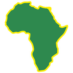 Obraz premium The continent of Africa in green with yellow border