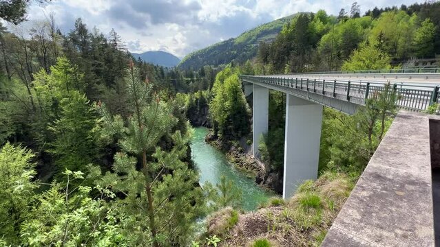 street overpass at Steyr river in Upper Austria