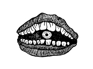 Fototapeta premium Twig branch eyes eyelashes pupils piercing gaze mouth