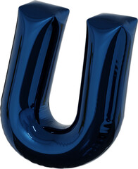 3d rendering of the alphabet letter made of blue foil balloon isolated