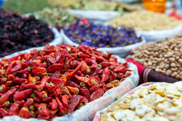 Chili pepper in a market