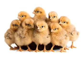 chicks group, isolated background. Generative Ai