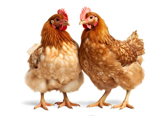 Fototapeta premium two hens, isolated background. Generative Ai
