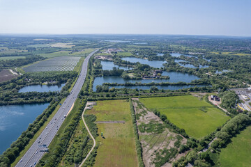 beautiful aerial view of the new developing area, Green Park in Reading, Berkshire, UK