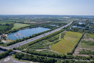 Fototapeta na wymiar beautiful aerial view of the new developing area, Green Park in Reading, Berkshire, UK