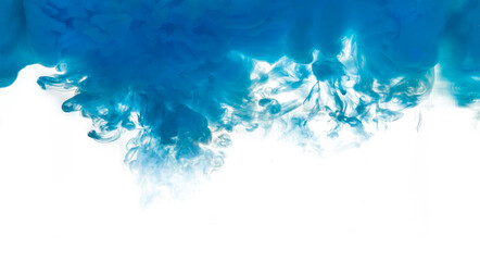 Blue Acrylic Ink in Water. Color Explosion. Paint Texture