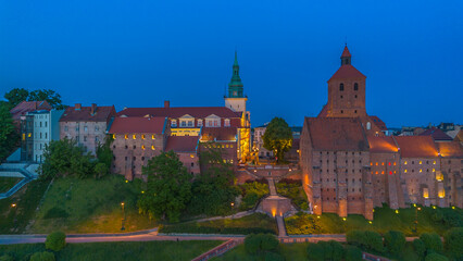 Fototapeta na wymiar Old town of Grudziadz at night. Poland