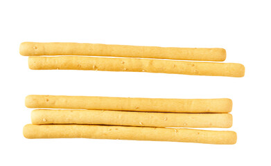 grissini or breadsticks isolated on white background. breadsticks isolated . Top view.