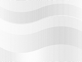 Abstract halftone wavy dotted lines with variable thickness vector background