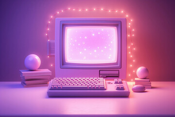 Retro computer on table