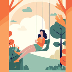woman on swing enjoying nature