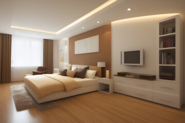 Beautiful interior design of the room, render. Generative AI