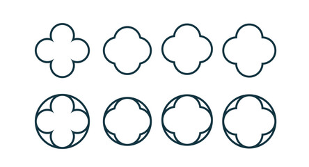Quatrefoil symbol set. Quatrefoil geometric shape. Vector