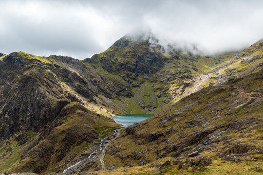 Glaslyn lake in Snowdonia, Wales, UK