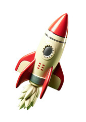Rocket isolated on transparent background, startup concept, Generative AI