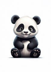 Cute panda sitting cartoon isolated on a white background illustration animation style
