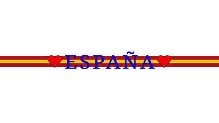 spain and hearts. colors of the spanish flag. text - espana -, graphic illustration.