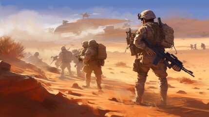 Obraz na płótnie Canvas Special Forces Soldiers at Desert
