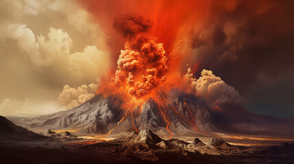 Volcano eruption, stunning photorealistic art. Generative art