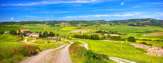Tuscany landscape at spring sunny day, Italy