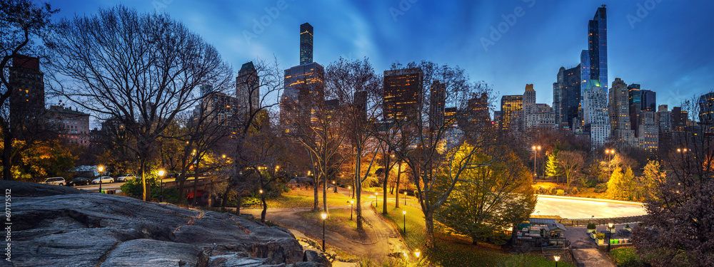 Wall mural Central park in New York City at autumn morning, USA