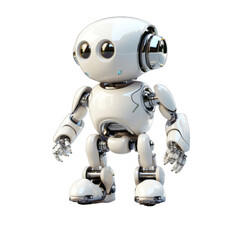 Sleek Toy Future Glossy White Robot - 3D Character Design - Transparent Background - made with Generative AI