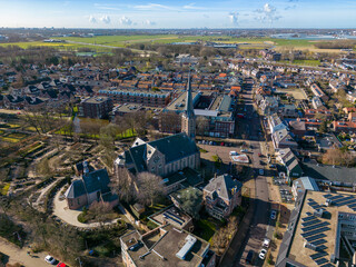 This photo shows the church and village center of Voorhout, a small town in Zuid-Holland, the Netherlands.