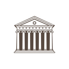 Ancient Roman temple style building. bank style, vector illustration logo, symbol, icon, isolated on white background