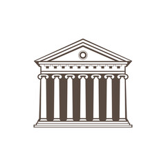 Ancient Roman temple style building. bank style, vector illustration logo, symbol, icon, isolated on white background