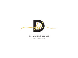 Simple Initial DHL d h l Letter Signature Logo For Luxury Shop - obrazy, fototapety, plakaty