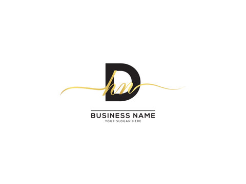 Simple Initial DHN d h n Letter Signature Logo For Luxury Shop