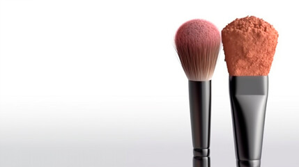 makeup brushes on white. Generative Ai. 