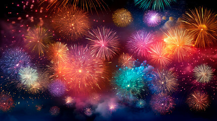 Obraz na płótnie Canvas festive fireworks in the sky. Generative Ai. 