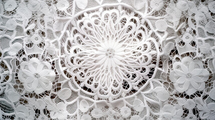 lace doily on a white background. Generative Ai. 