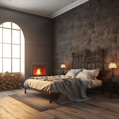 bedroom with medieval heating