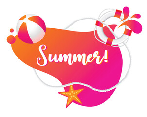 Summer Beach Shape - Modern abstract vector banner - Pink Web Template