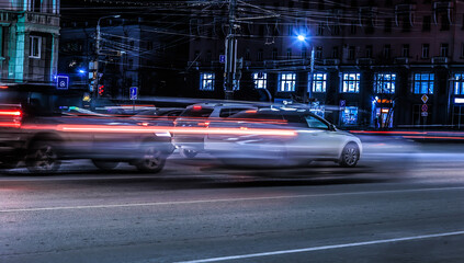 Car traffic over night city