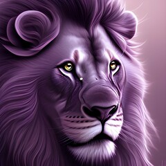 Purple Furious Lion, portrait - generative ai