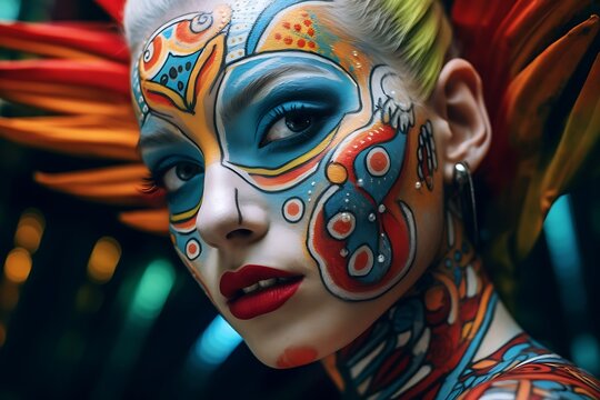Facepaint futuristic touch real style masterpiece